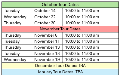 Tour Dates - Oct & Nov